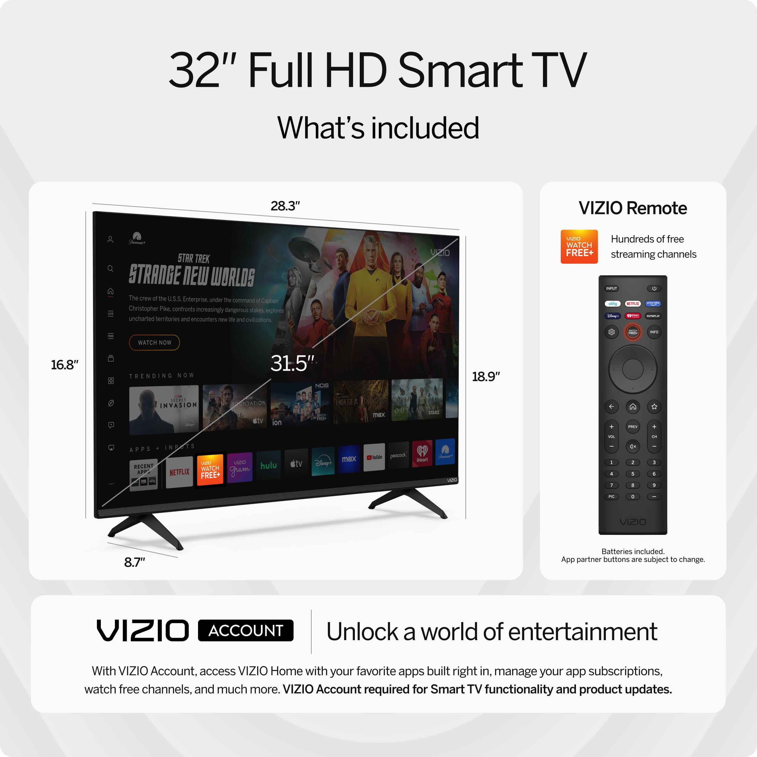 Amazon.com: VIZIO 32-inch Full HD 1080p Smart TV with DTS Virtual